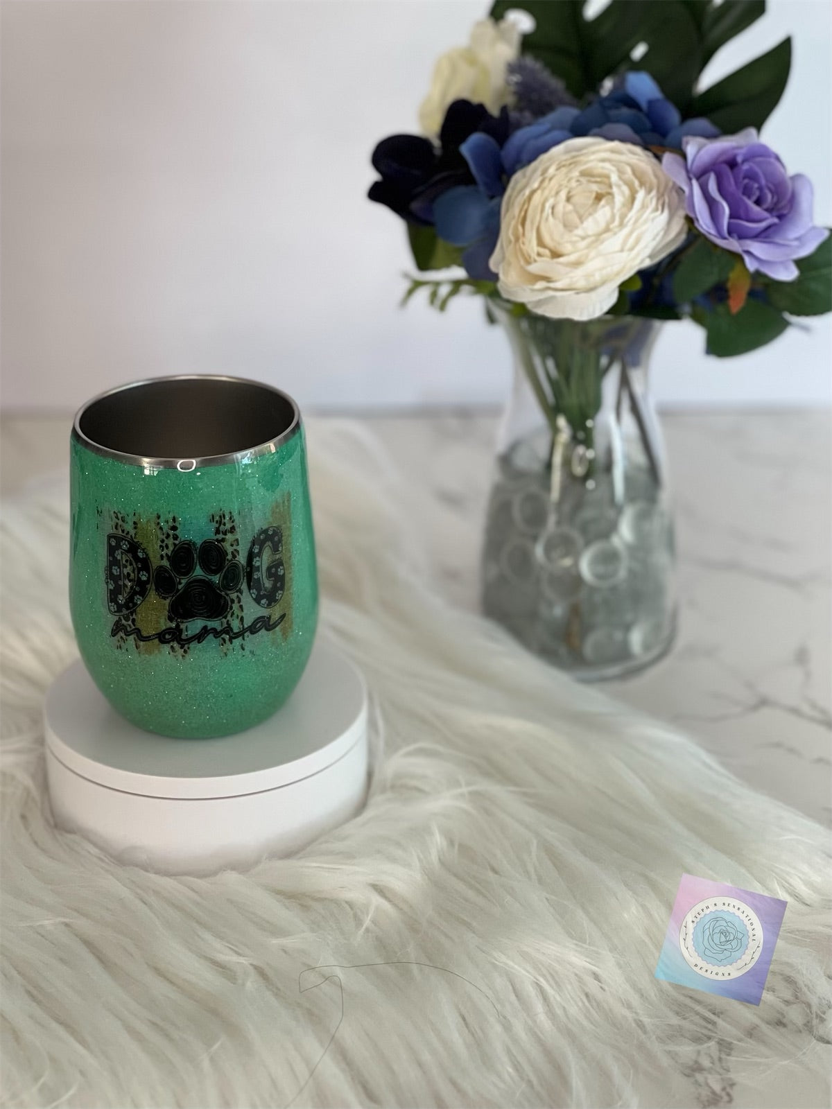 12oz Stainless Steel Wine Tumbler Dog Mama